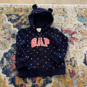 Baby girl gap zip up sweatshirt/hoodie with ears